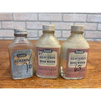 (3) VINTAGE REXALL DRUG COMPANY GLYCERIN AND ROSE WATER GLASS BOTTLE METAL TOP/LID