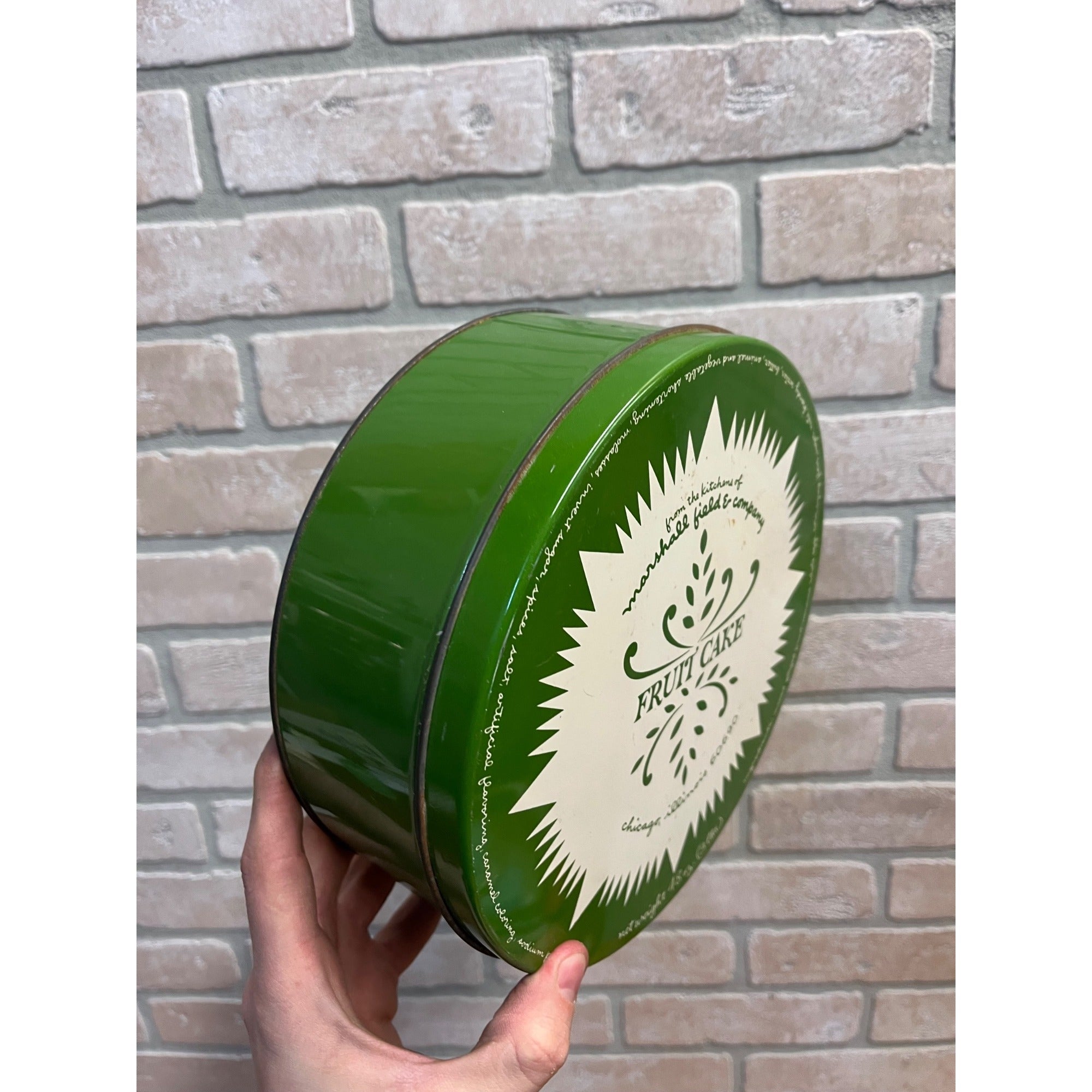 Vintage 1950s Marshall Fields Department Store Fruit Cake Tin 8.5"