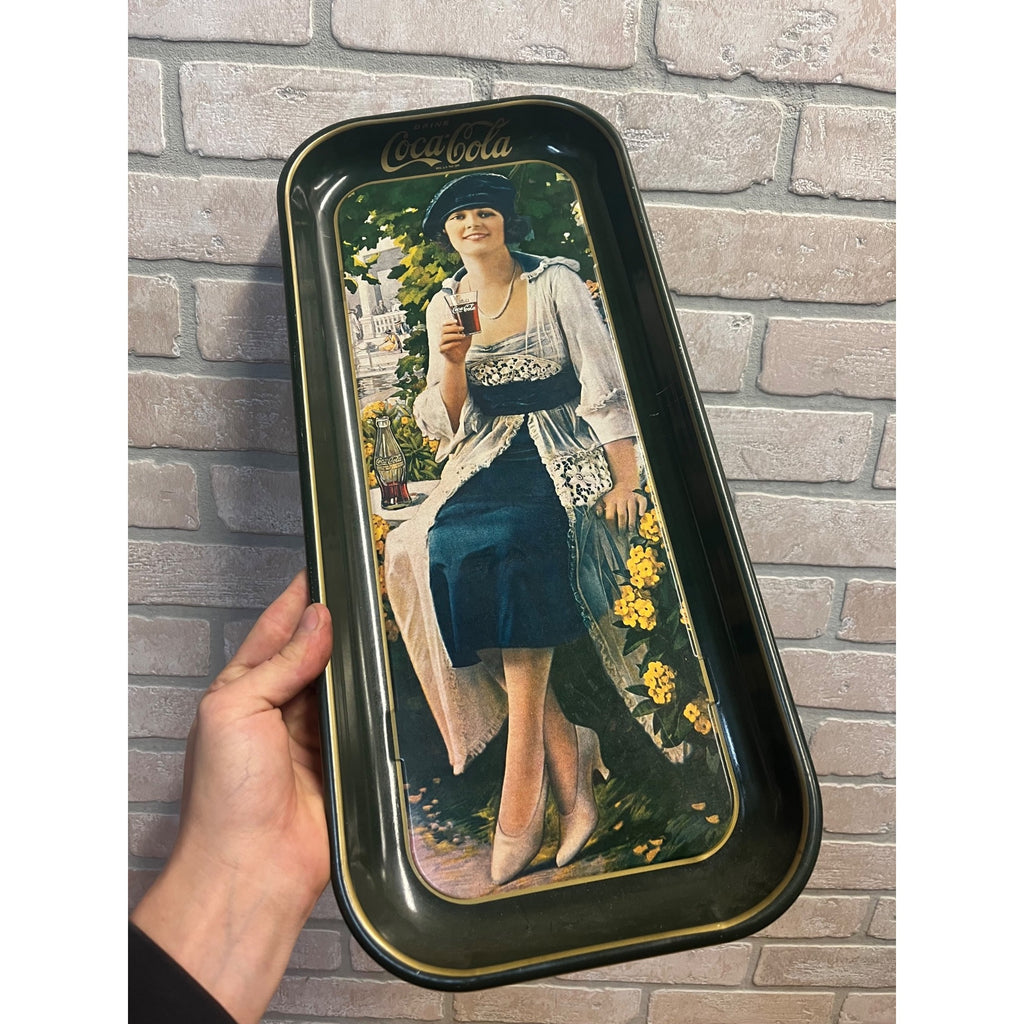 Vintage 1970s Coca Cola Flapper Girl Reproduction Serving Tray Advertising Tin Metal 19"