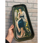 Vintage 1970s Coca Cola Flapper Girl Reproduction Serving Tray Advertising Tin Metal 19"