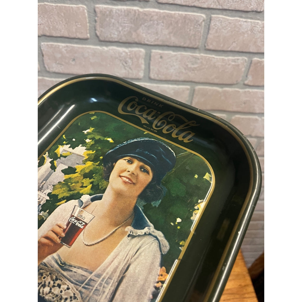 Vintage 1970s Coca Cola Flapper Girl Reproduction Serving Tray Advertising Tin Metal 19"