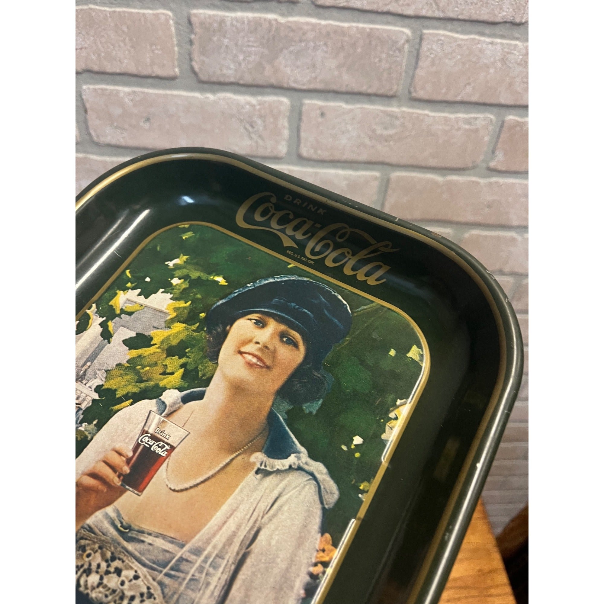 Vintage 1970s Coca Cola Flapper Girl Reproduction Serving Tray Advertising Tin Metal 19"