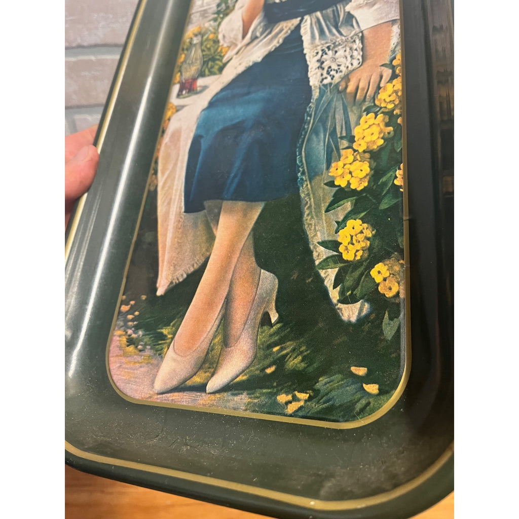 Vintage 1970s Coca Cola Flapper Girl Reproduction Serving Tray Advertising Tin Metal 19"