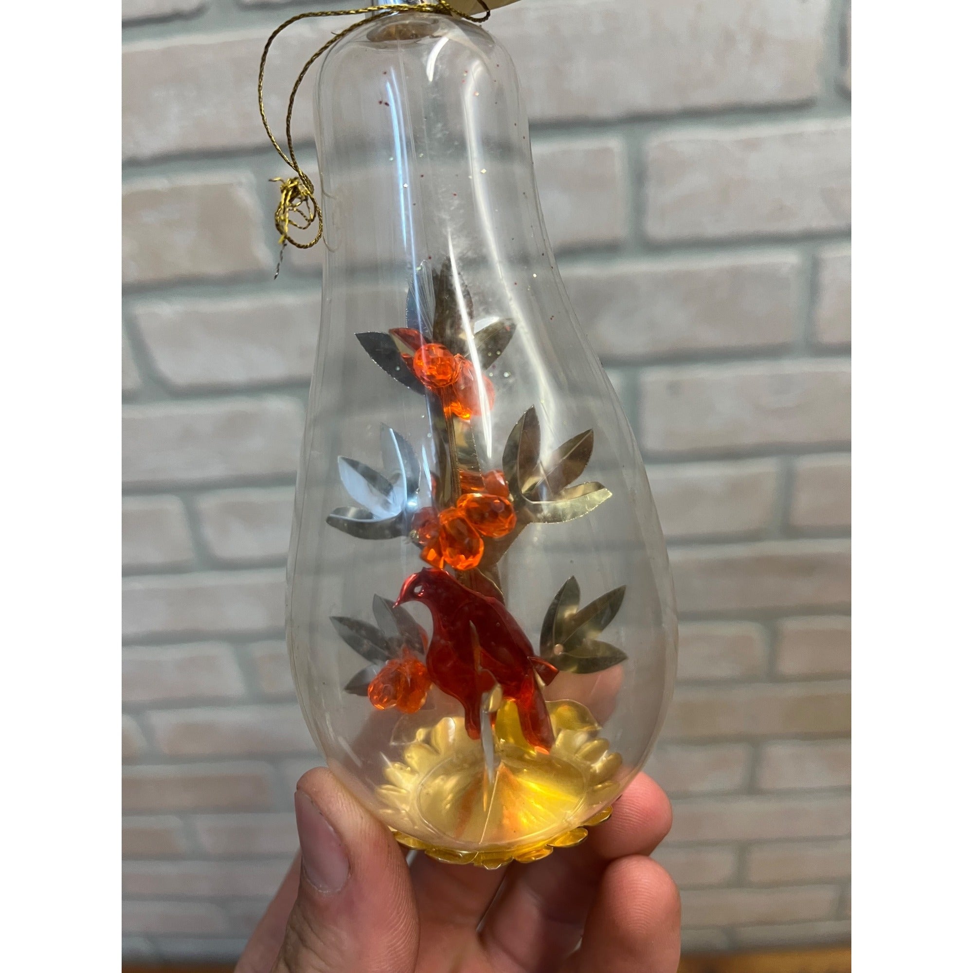 Vintage West Germany Partridge In A Pear Glass Christmas Ornament Resl Lenz Foil