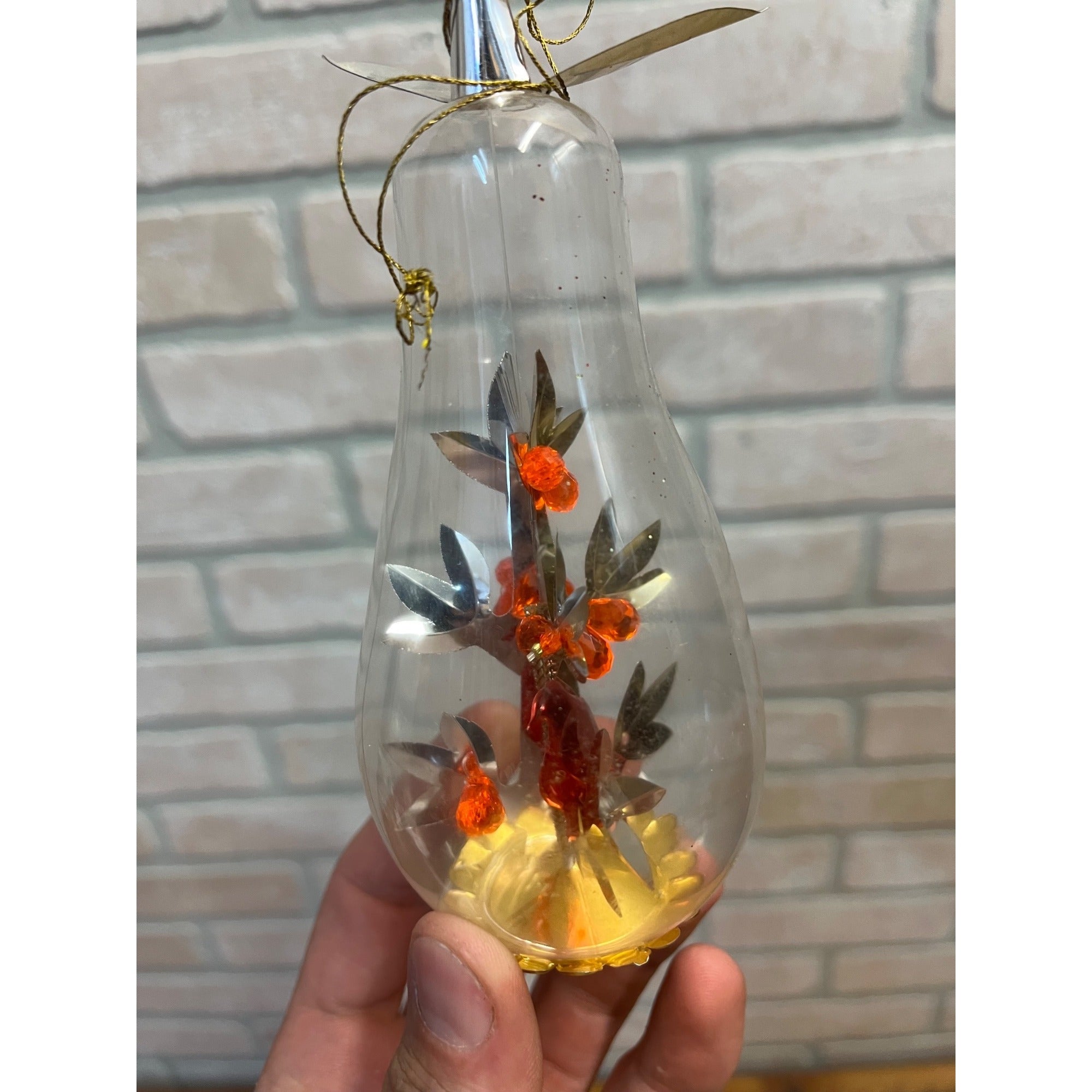 Vintage West Germany Partridge In A Pear Glass Christmas Ornament Resl Lenz Foil