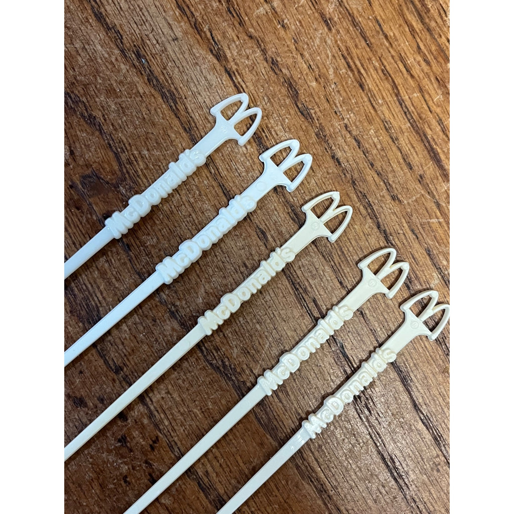 Vintage 1970s McDonald's Coffee Stir Sticks White Plastic Lot 5 McSpoon Swizzle