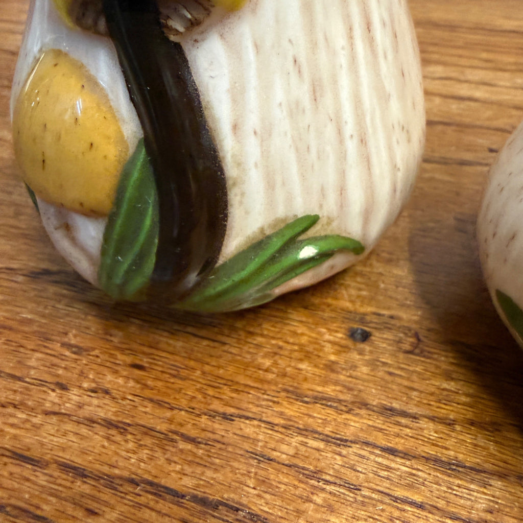 Vintage Ceramic Salt and Pepper Shaker Set With Mushrooms Circa 1982, Hand-Painted
