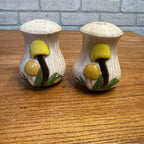 Vintage Ceramic Salt and Pepper Shaker Set With Mushrooms Circa 1982, Hand-Painted