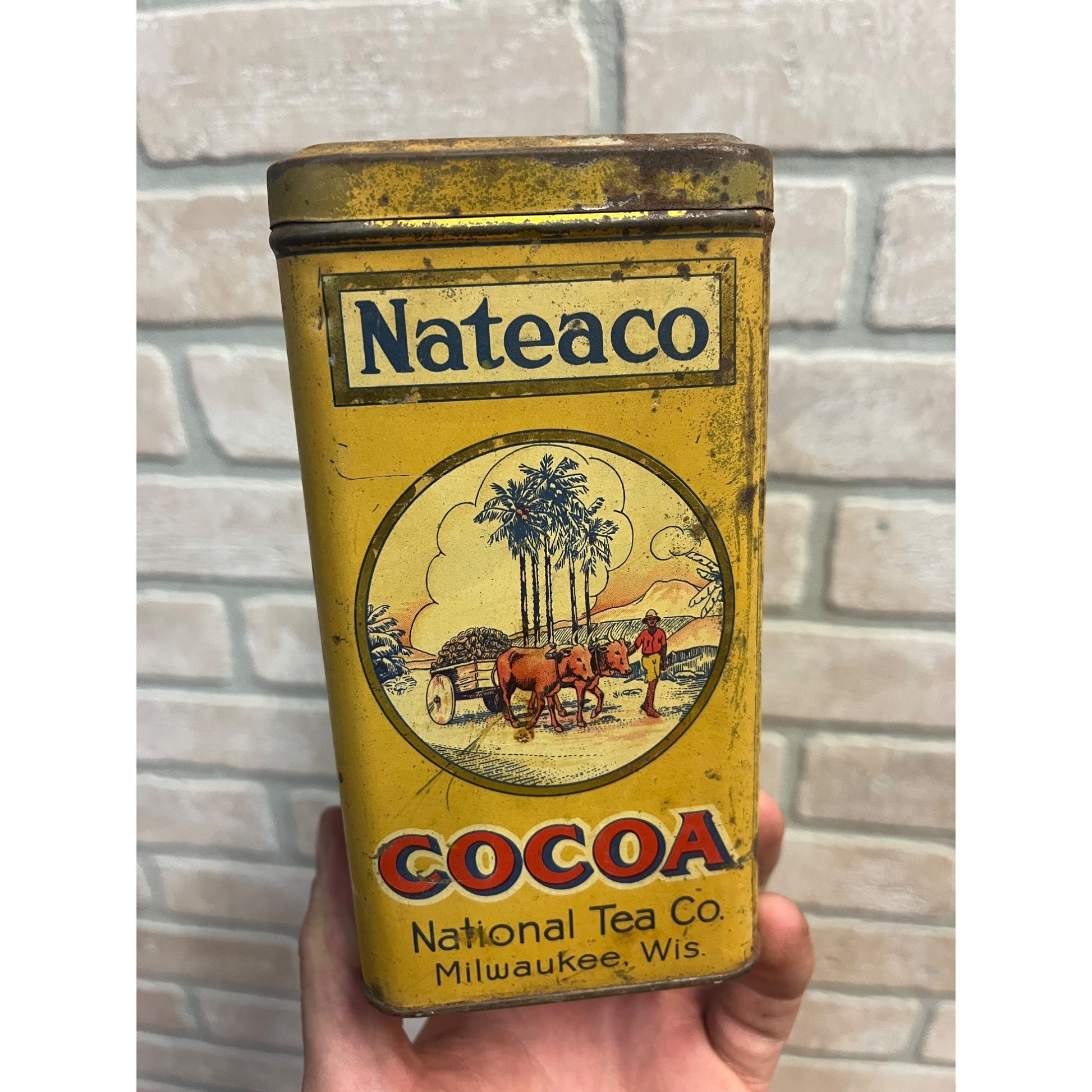 Vintage 1930s National Tea Co. Cocoa Milwaukee Wis Advertising Tin Can Kitchen