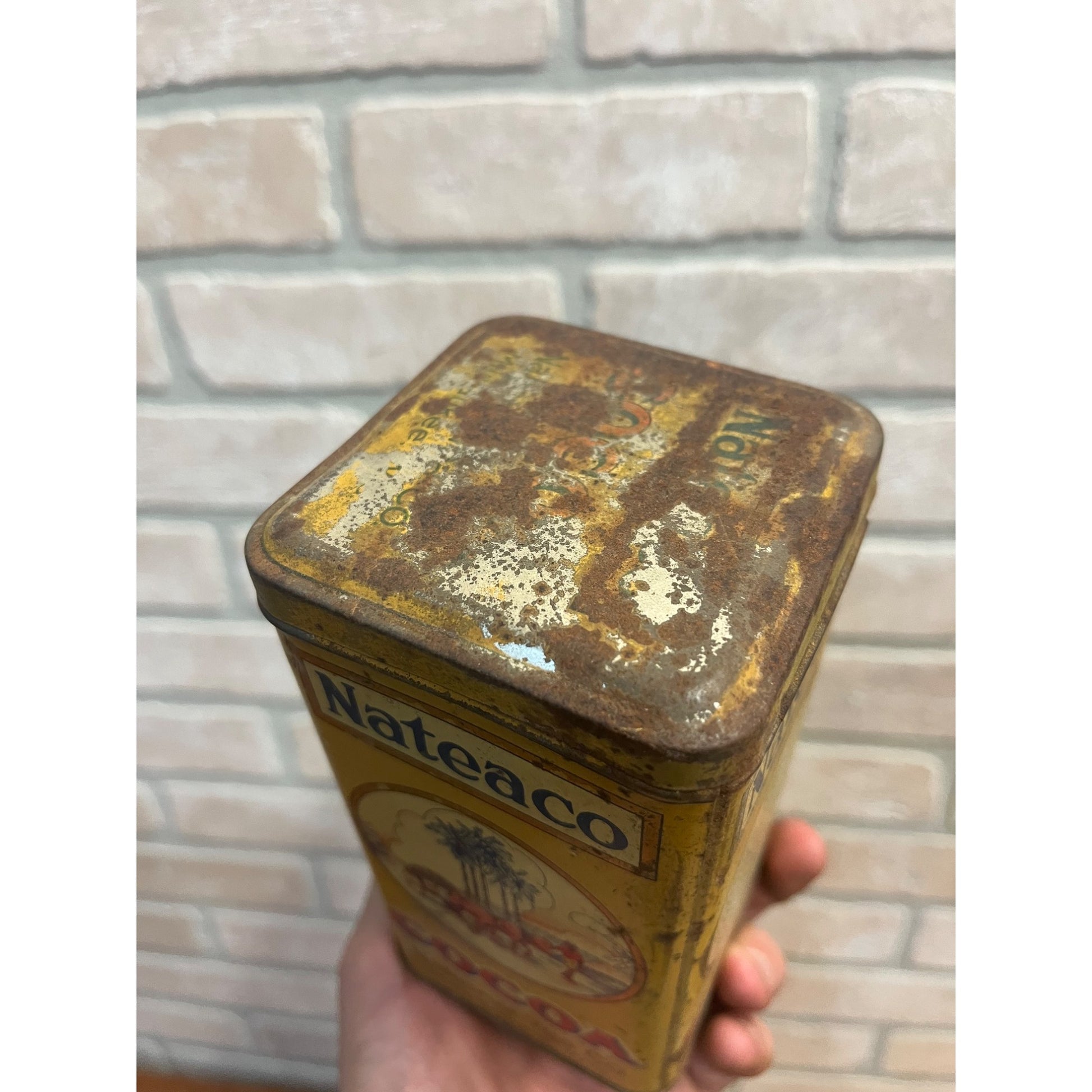 Vintage 1930s National Tea Co. Cocoa Milwaukee Wis Advertising Tin Can Kitchen