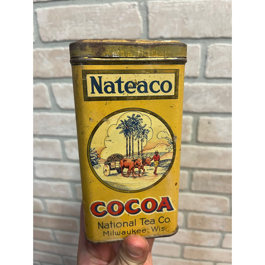 Vintage 1930s National Tea Co. Cocoa Milwaukee Wis Advertising Tin Can Kitchen