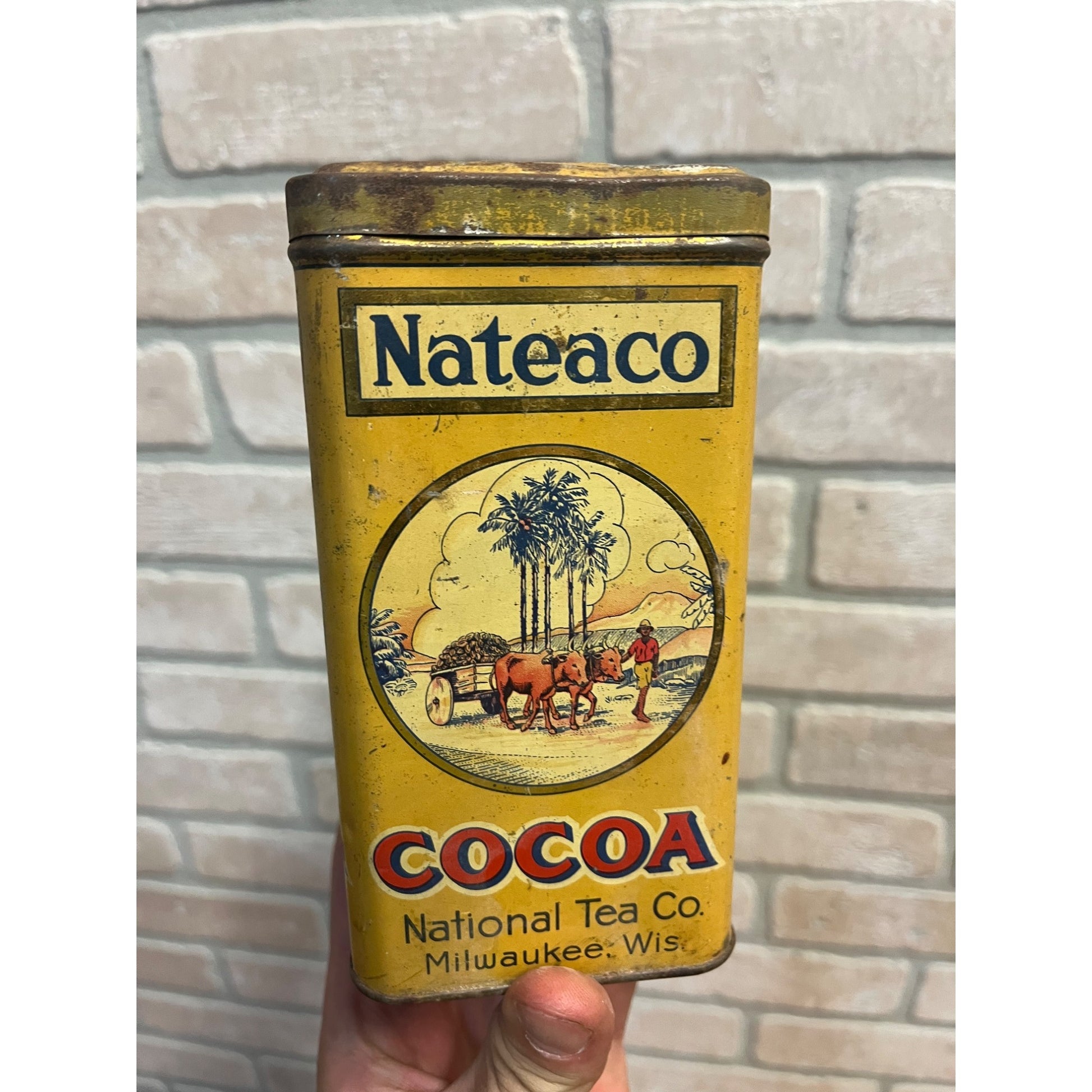Vintage 1930s National Tea Co. Cocoa Milwaukee Wis Advertising Tin Can Kitchen