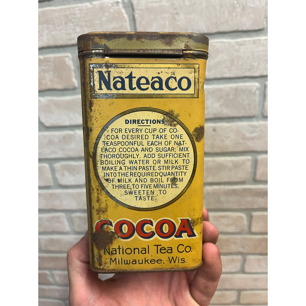 Vintage 1930s National Tea Co. Cocoa Milwaukee Wis Advertising Tin Can Kitchen