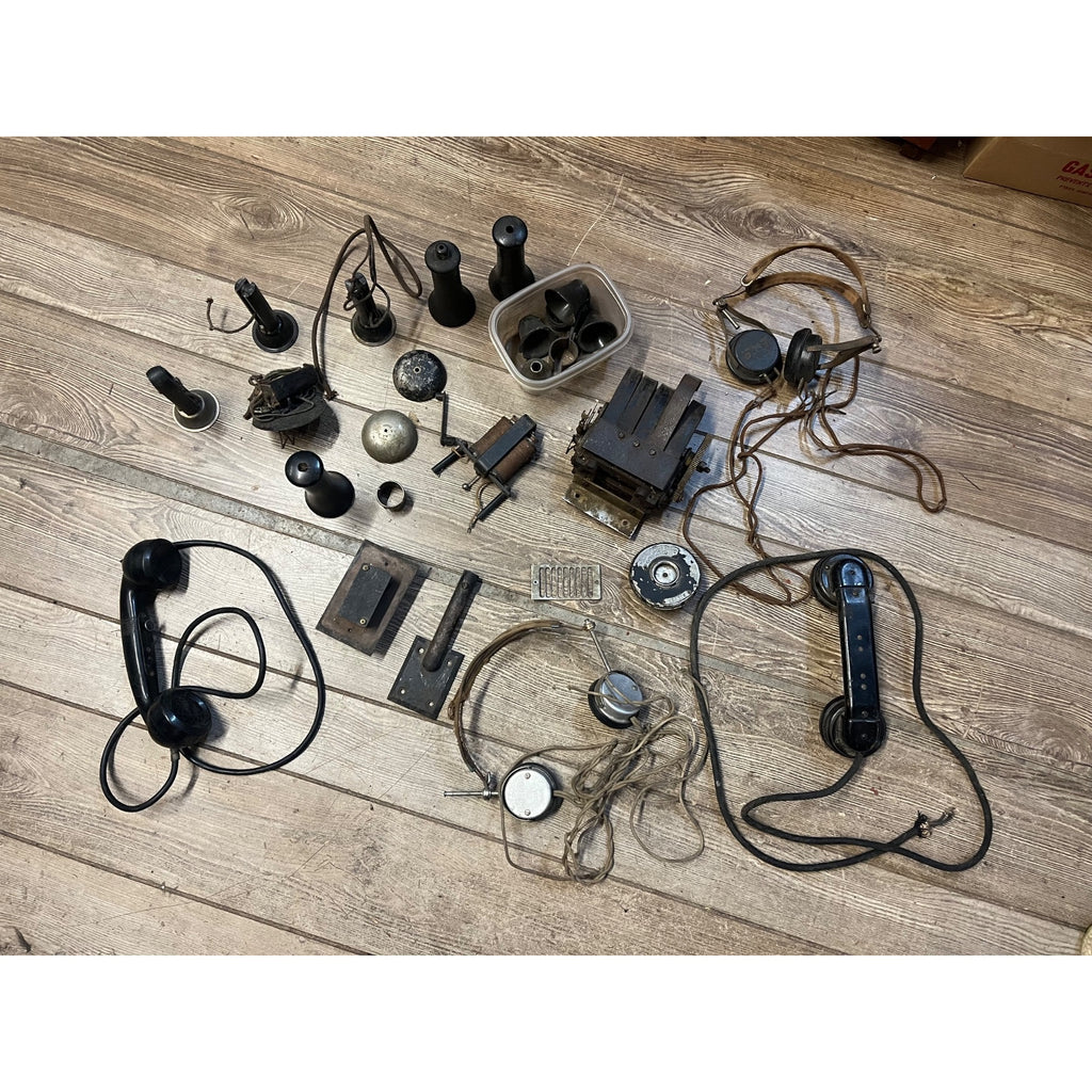 Antique Telephone Parts Huge Lot Magneto Handsets Headphones Receivers ++