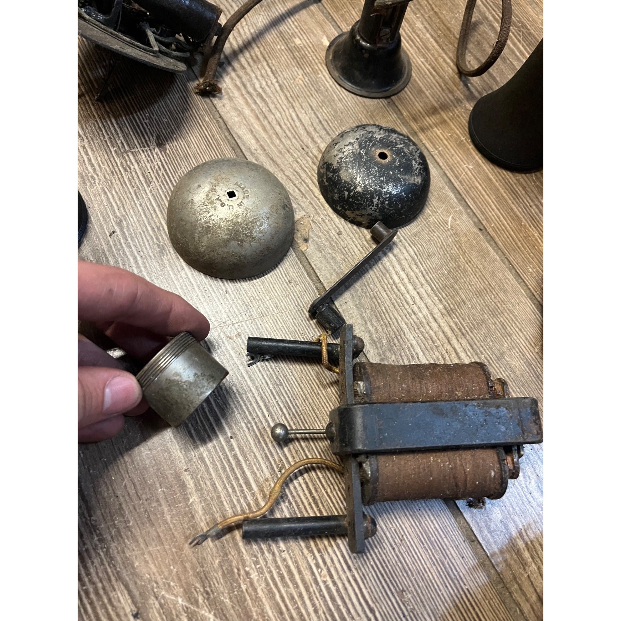 Antique Telephone Parts Huge Lot Magneto Handsets Headphones Receivers ++