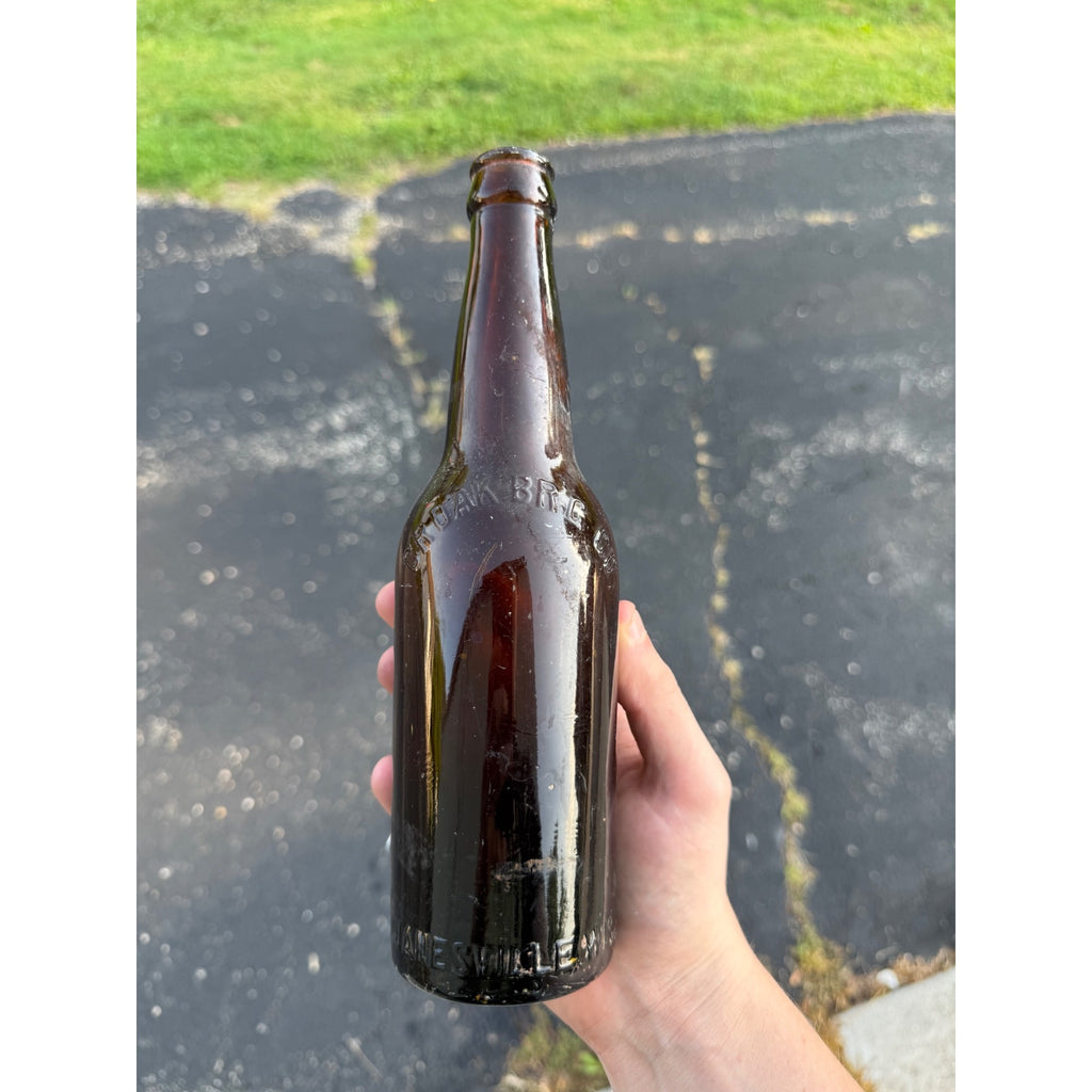 Antique Croak Brewing Co Janesville Wisconsin Embossed Amber Bottle