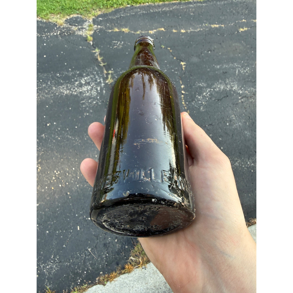Antique Croak Brewing Co Janesville Wisconsin Embossed Amber Bottle