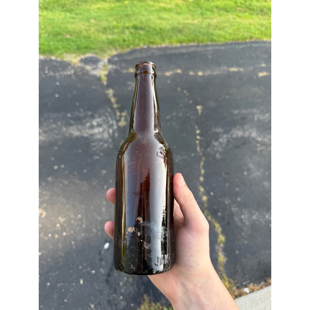 Antique Croak Brewing Co Janesville Wisconsin Embossed Amber Bottle