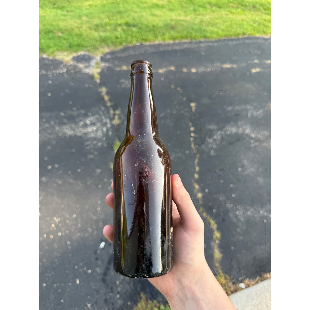 Antique Croak Brewing Co Janesville Wisconsin Embossed Amber Bottle