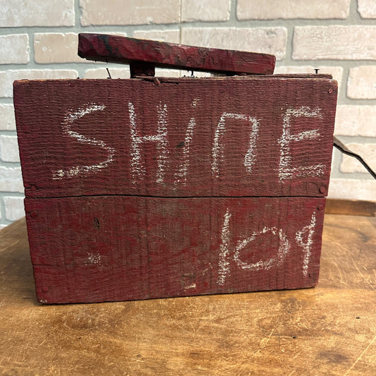 Antique Primitive Shoe Shining Stand Trade 10 Cents Red Paint AAFA