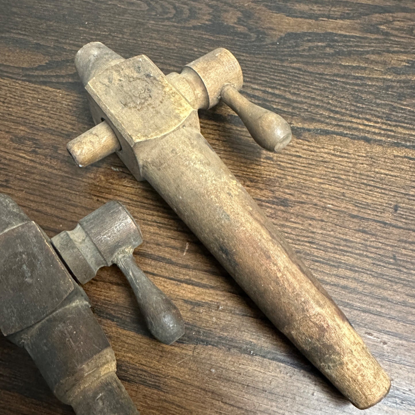 (2) Antique Wooden Spigots Beer Keg Tap Handles Primitive Decor