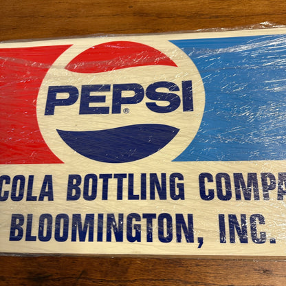 Vintage 1970s Pepsi Cola Bottling Co. Bloomington IN Advertising Sign Truck Decal