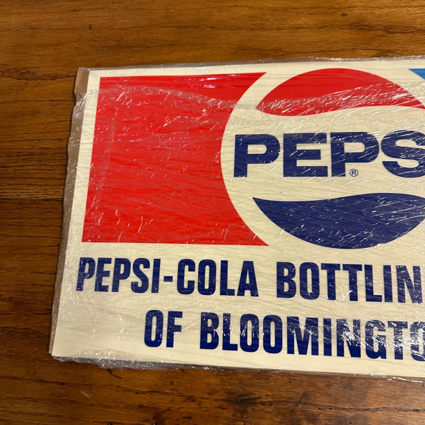 Vintage 1970s Pepsi Cola Bottling Co. Bloomington IN Advertising Sign Truck Decal