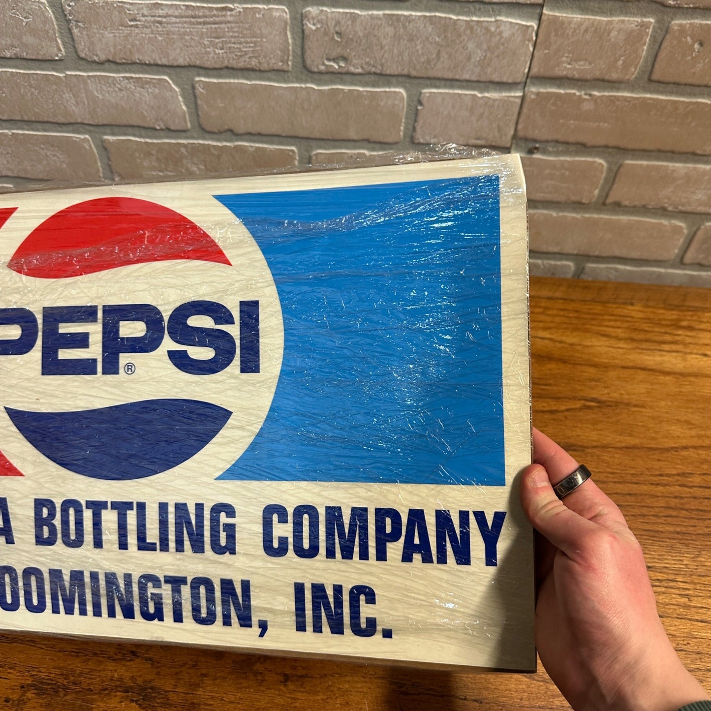 Vintage 1970s Pepsi Cola Bottling Co. Bloomington IN Advertising Sign Truck Decal