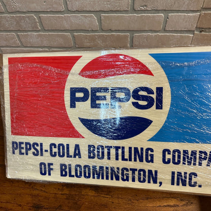 Vintage 1970s Pepsi Cola Bottling Co. Bloomington IN Advertising Sign Truck Decal