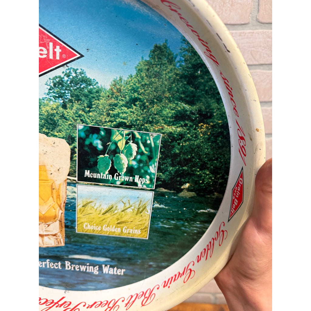 Vintage Grain Belt Metal Beer Tray Mug Hops Grain 13" Beer Brewery Barware