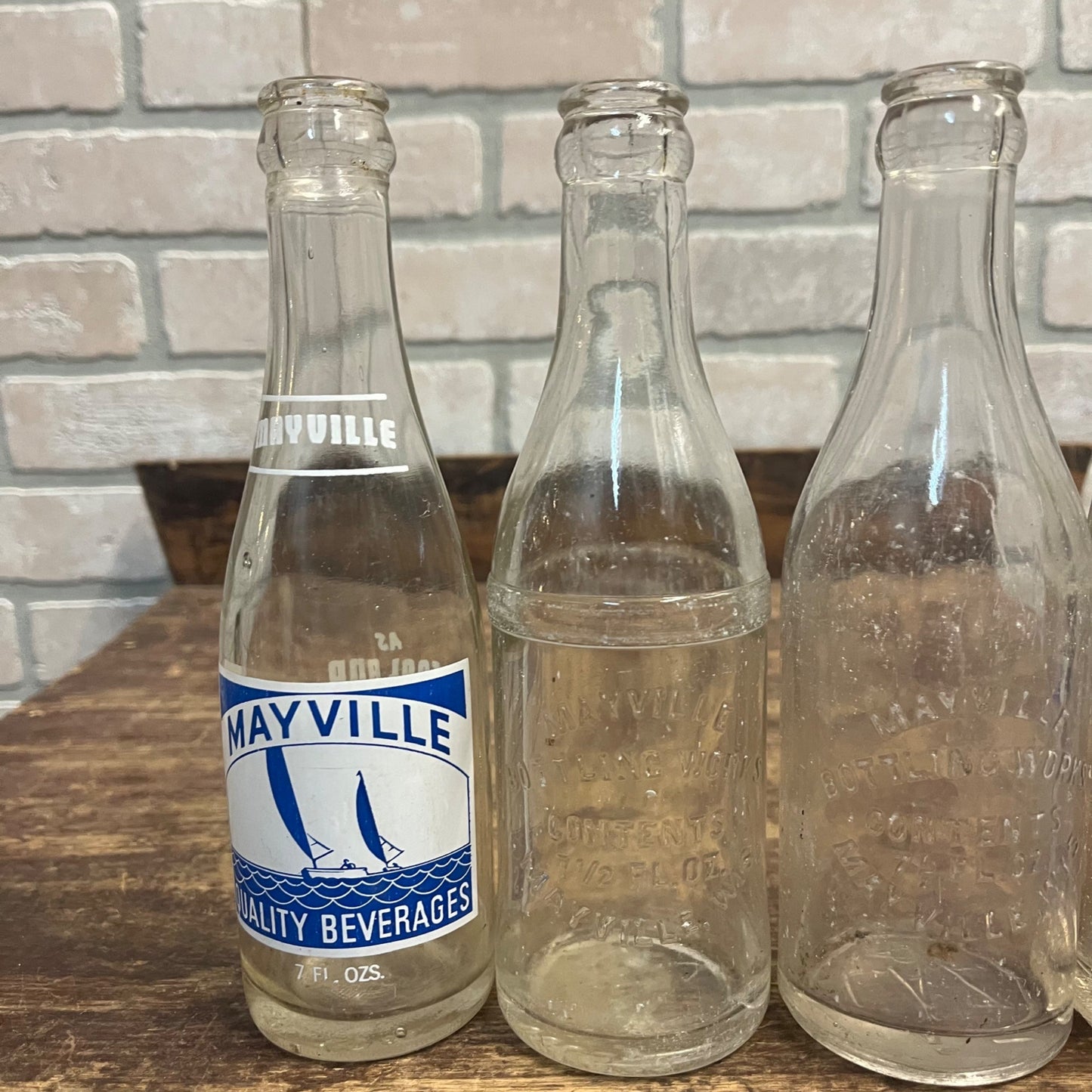 Vintage Mayville Bottling Works Soda Bottle Collection Lot (4)