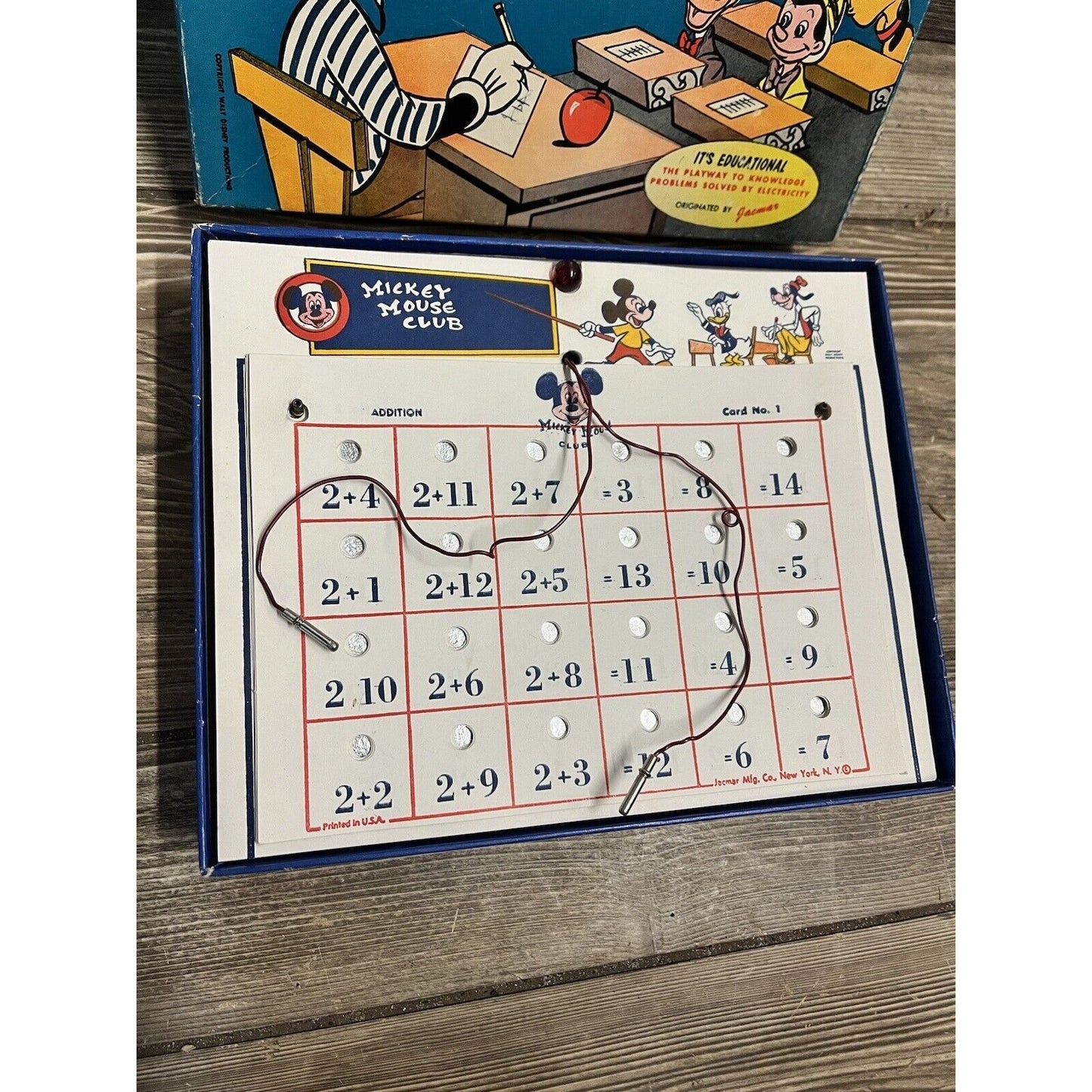Vintage 1950s Mickey Mouse Club Magic Adder Math Game w/ Box Complete Disney