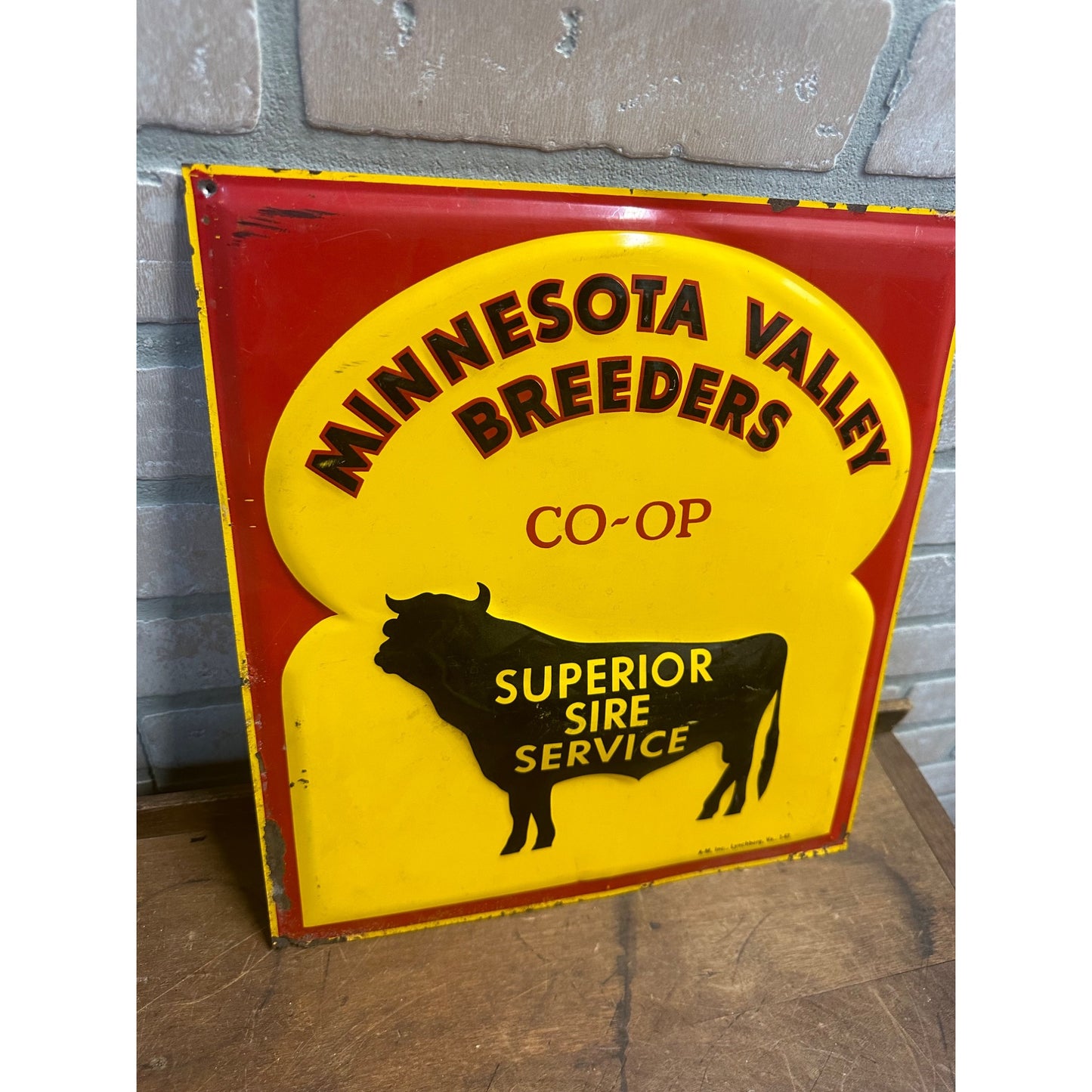 Vintage Minnesota Valley Breeders Sire Service Embossed Tin Advertising Sign