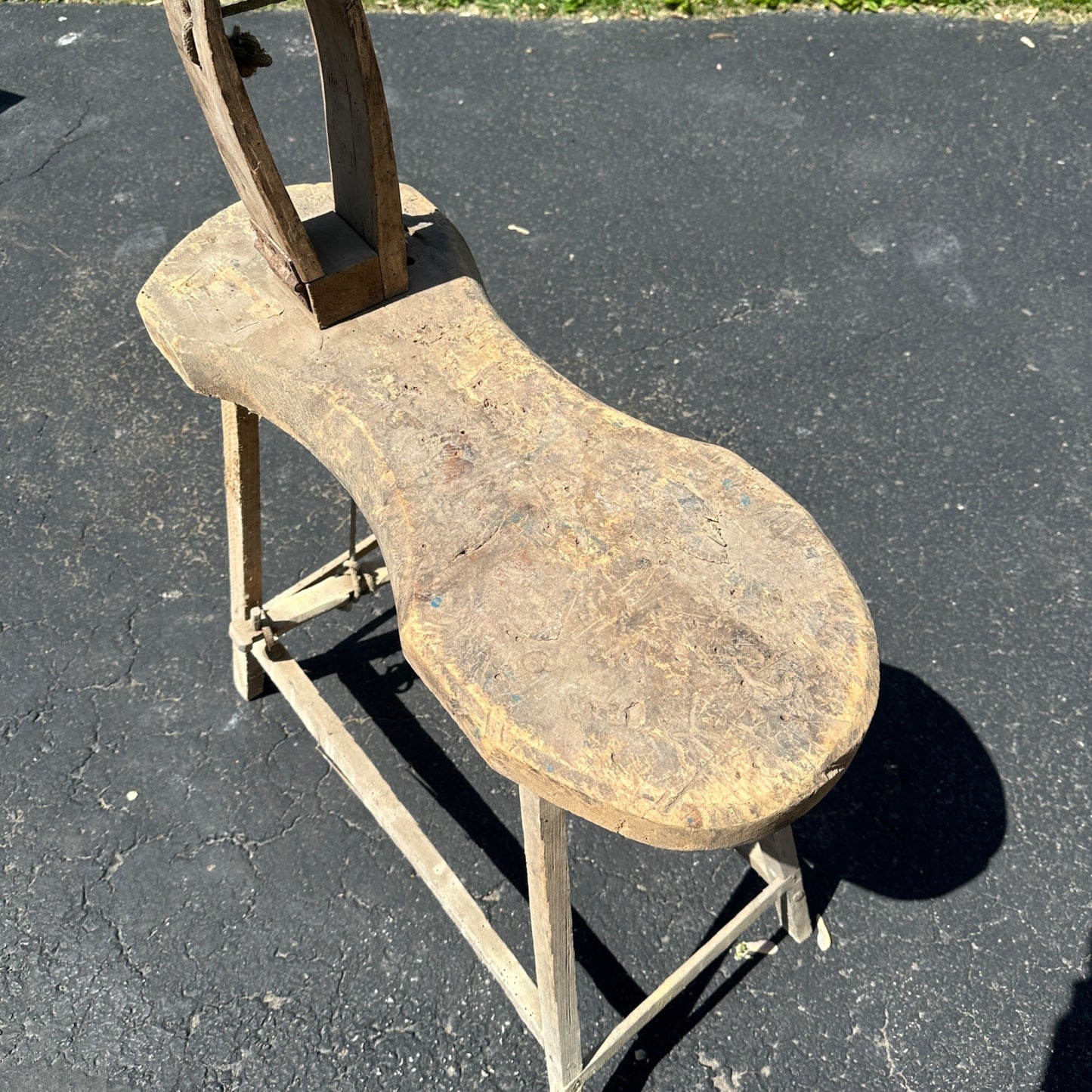 Antique Primitive Saddlemaker's Bench Stool Harness Leather Maker's Bench.