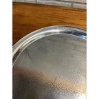 Vintage 1960s MCM Stainless Serving Round Hammered Tray Olde Hall 13.75"