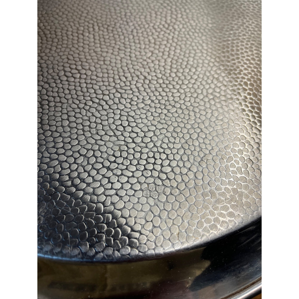 Vintage 1960s MCM Stainless Serving Round Hammered Tray Olde Hall 13.75"