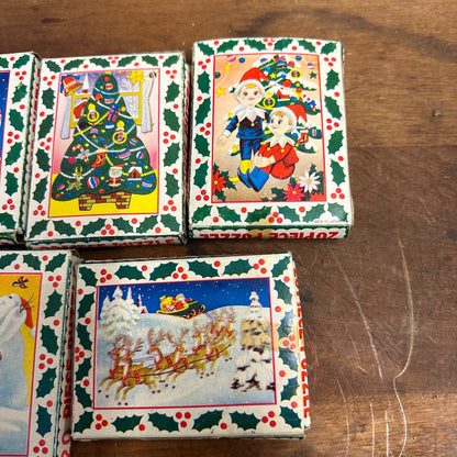 Vintage 1950s Christmas 20-Piece Puzzles Lot (7) Boxes - Japan - Santa Tree ++