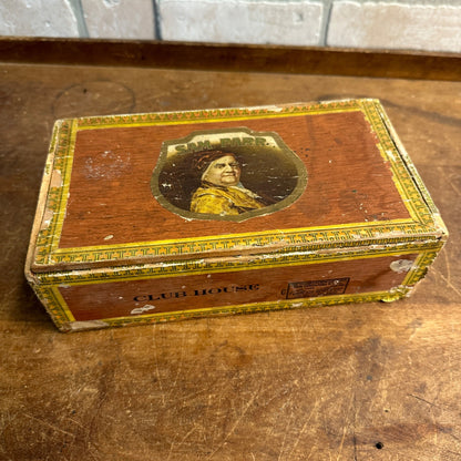 SAM PARR RARE CIGAR BOX CLUB HOUSE WOOD CB HENSCHEL MILWAUKEE10 CENT STRAIGHT