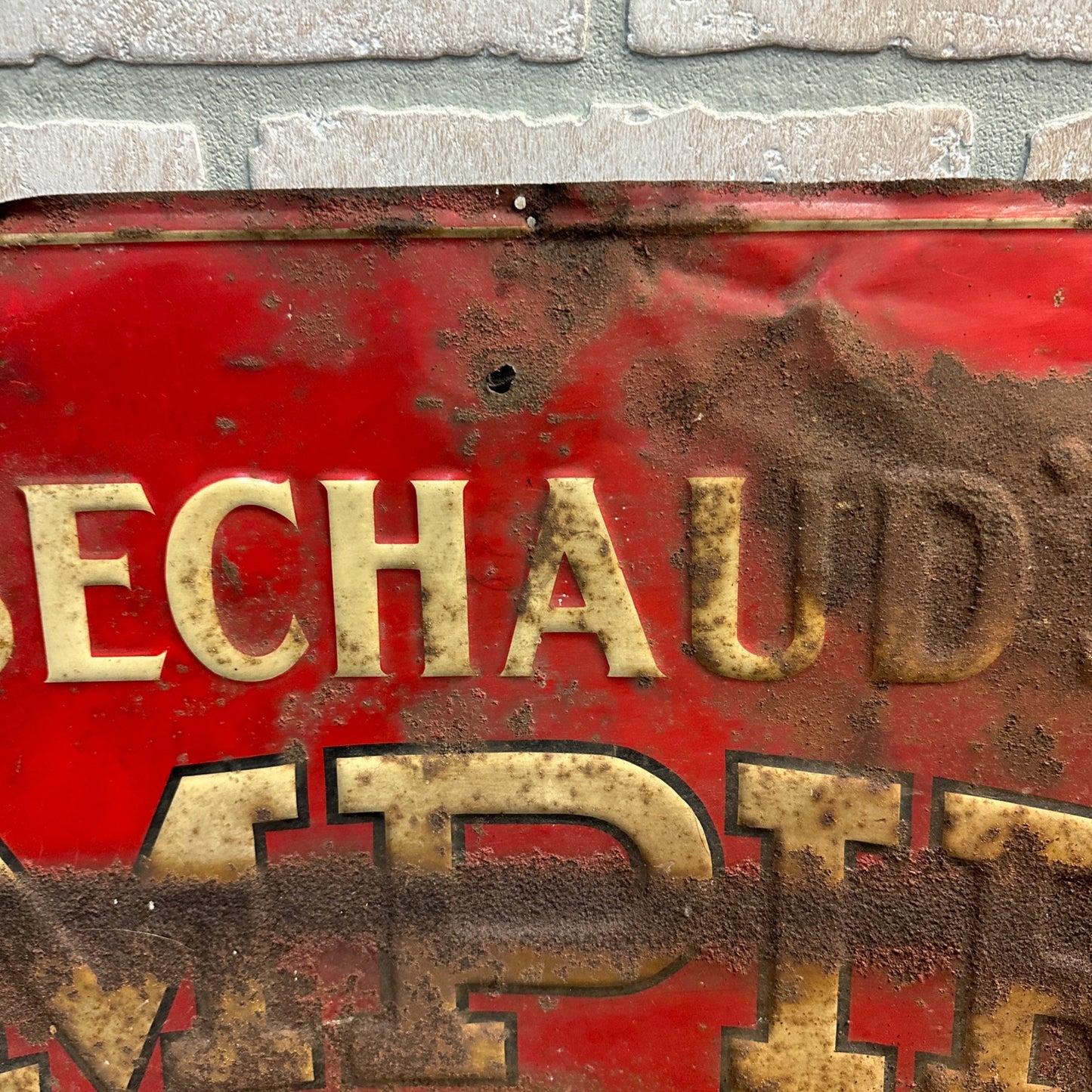 SCARCE Vintage Bechaud's Empire Beer Tin Advertising Sign Fond du Lac Wis