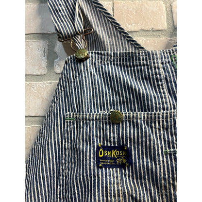 Vintage 1950s Oshkosh B'Gosh Union Made Hickory Striped Railroad Overalls Workwear