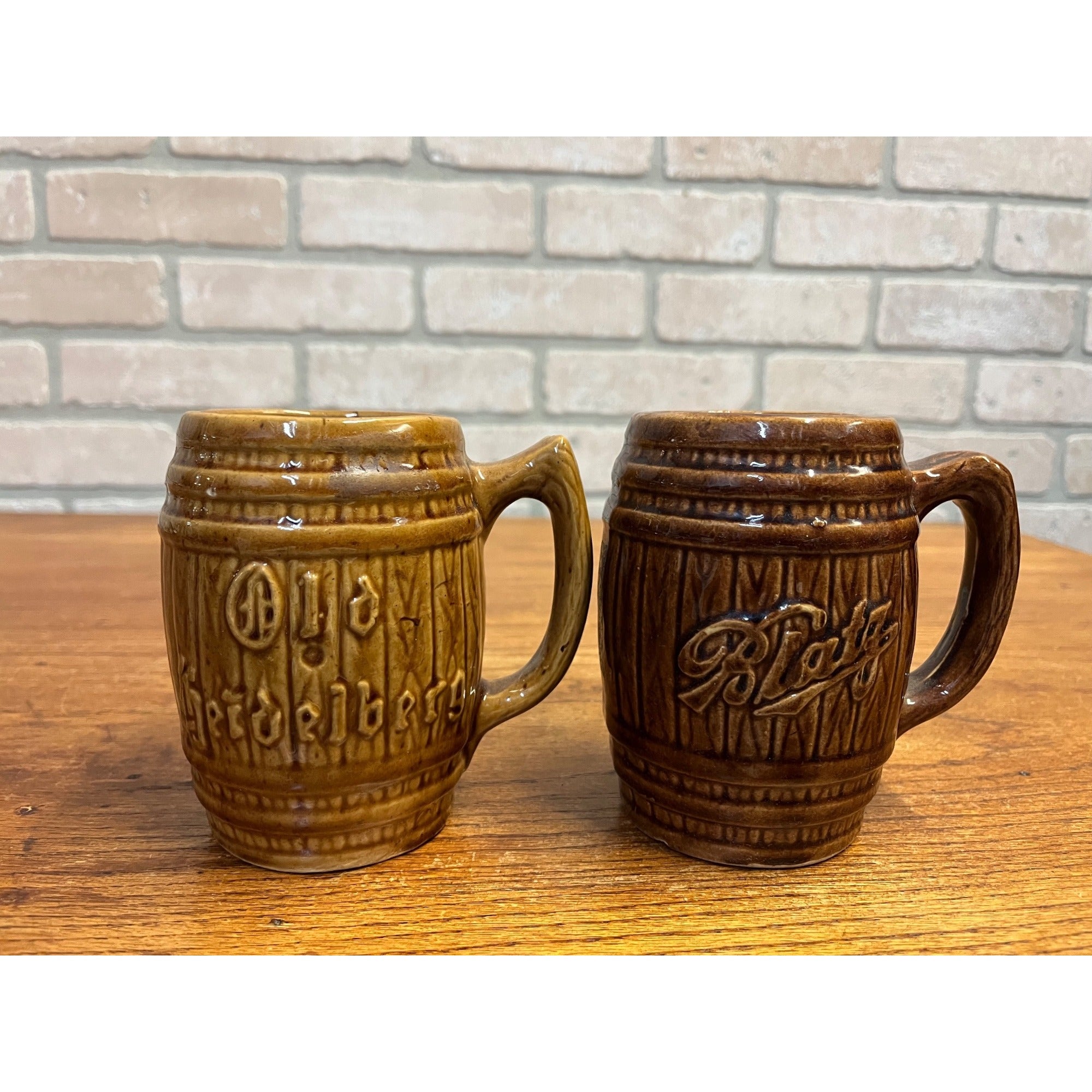 Vintage Blatz Beer & Old Heidelberg Stoneware Ceramic Beer Mugs Steins Milwaukee