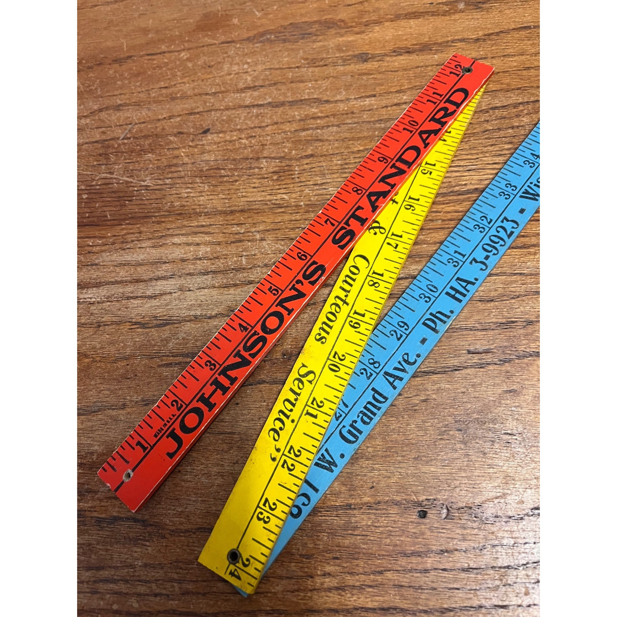 Vintage Johnsons Standard Oil Service Gas Station Ruler Folding Wisconsin Rapids
