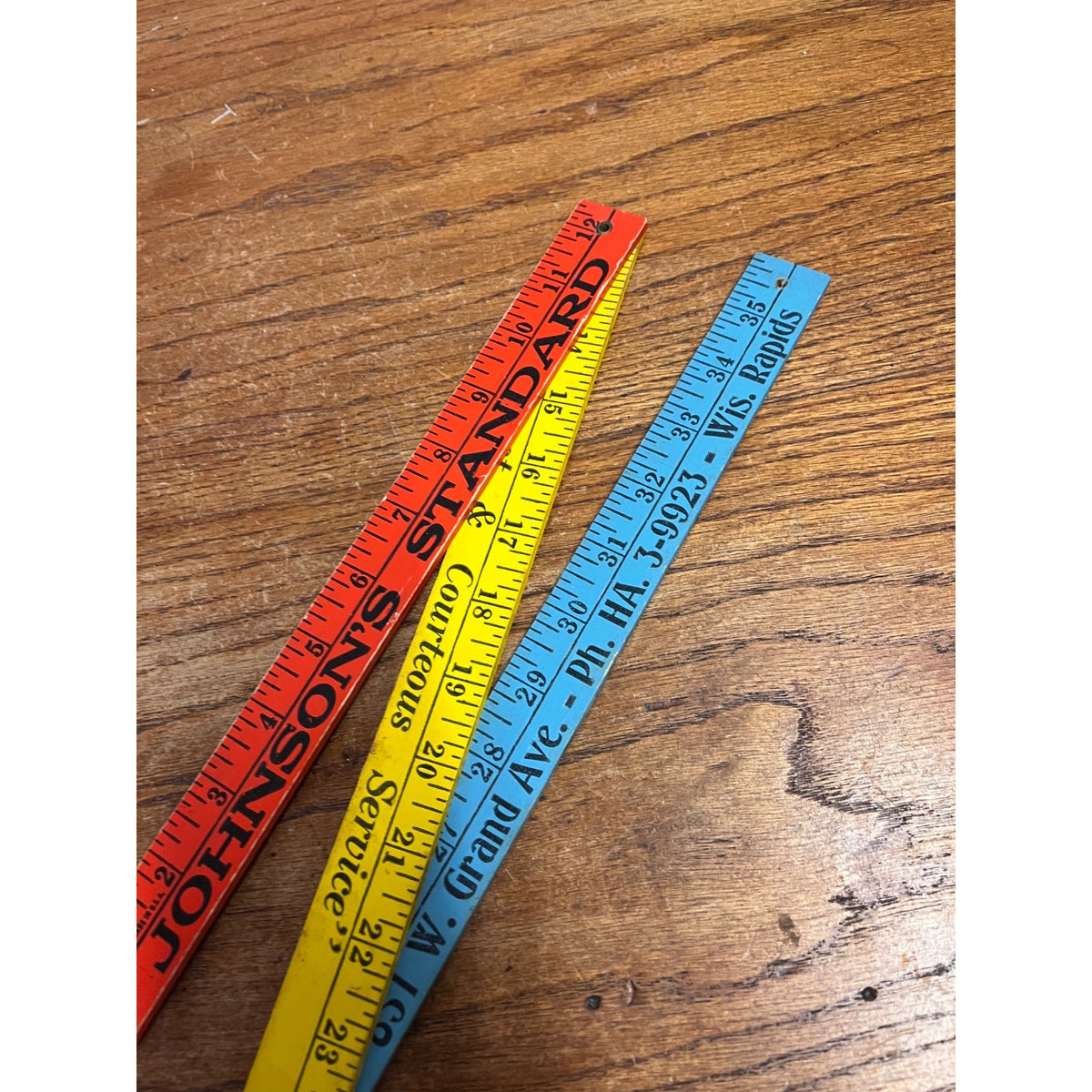 Vintage Johnsons Standard Oil Service Gas Station Ruler Folding Wisconsin Rapids