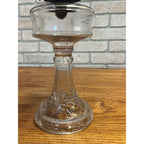 Antique 1890s EAPG Kerosene Oil Lamp Burner w/ Star Design Pedestal Farmhouse