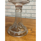Antique 1890s EAPG Kerosene Oil Lamp Burner w/ Star Design Pedestal Farmhouse