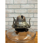 Antique 1890s EAPG Kerosene Oil Lamp Burner w/ Star Design Pedestal Farmhouse