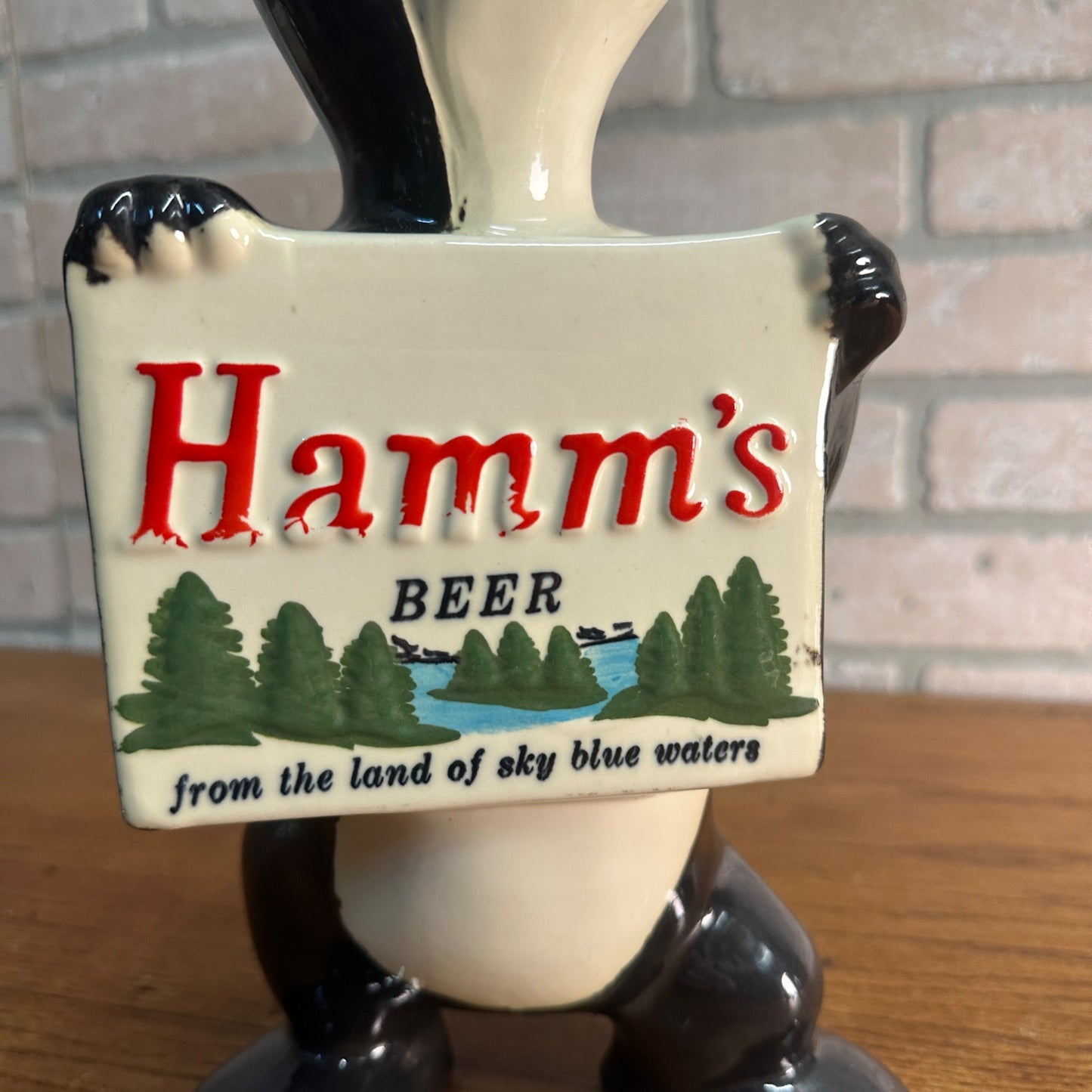 Rare Vintage 1950s Red Wing Pottery Hamm's Beer Bear Figural Ceramic Coin Bank 11.5"