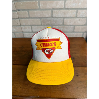 Vintage 1990s Kansas City Chiefs Hat Korea WHite & Yellow Snapback NFL