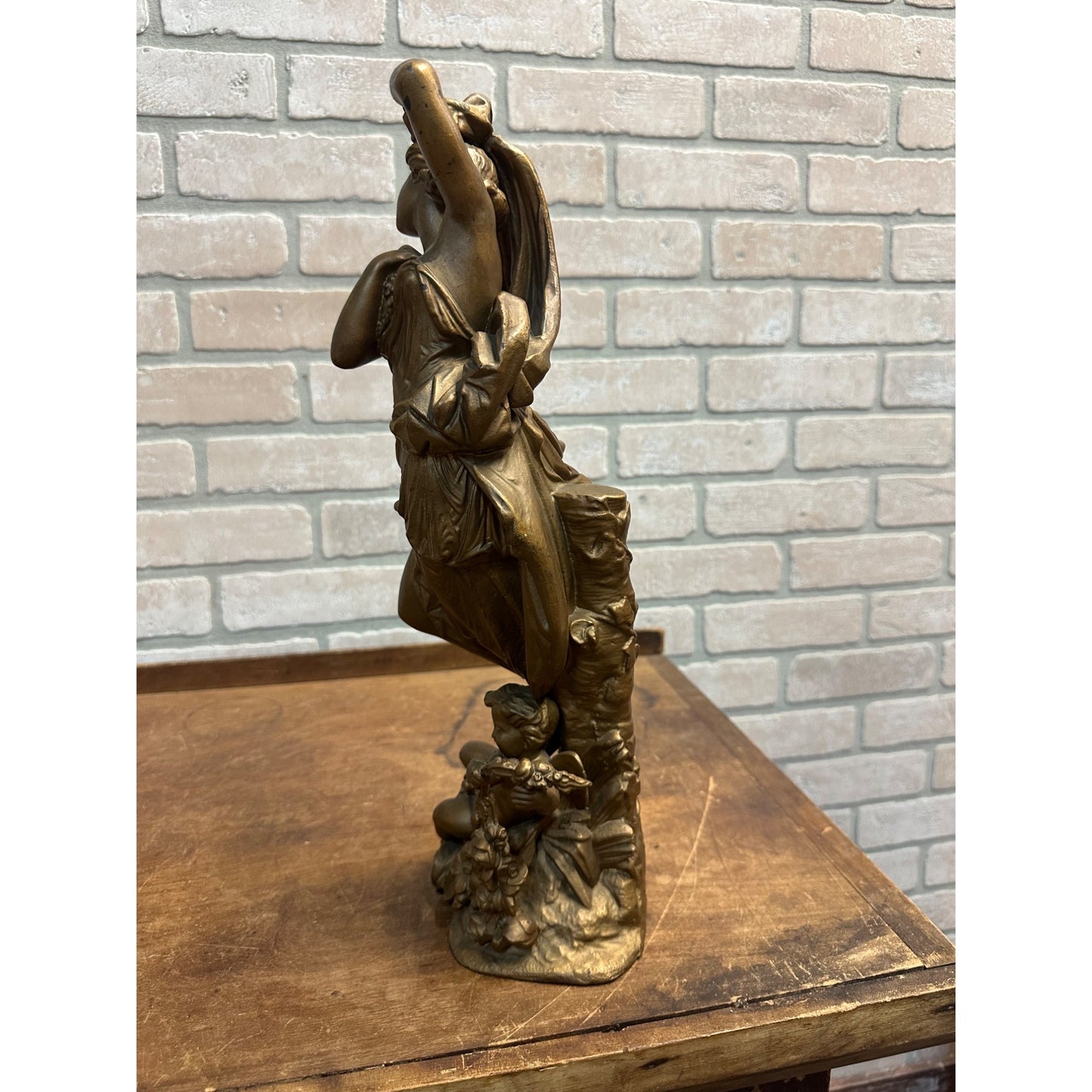 Antique Art Nouveau Woman Goddess Bronze Spelter Statue Sculpture - Moureau?