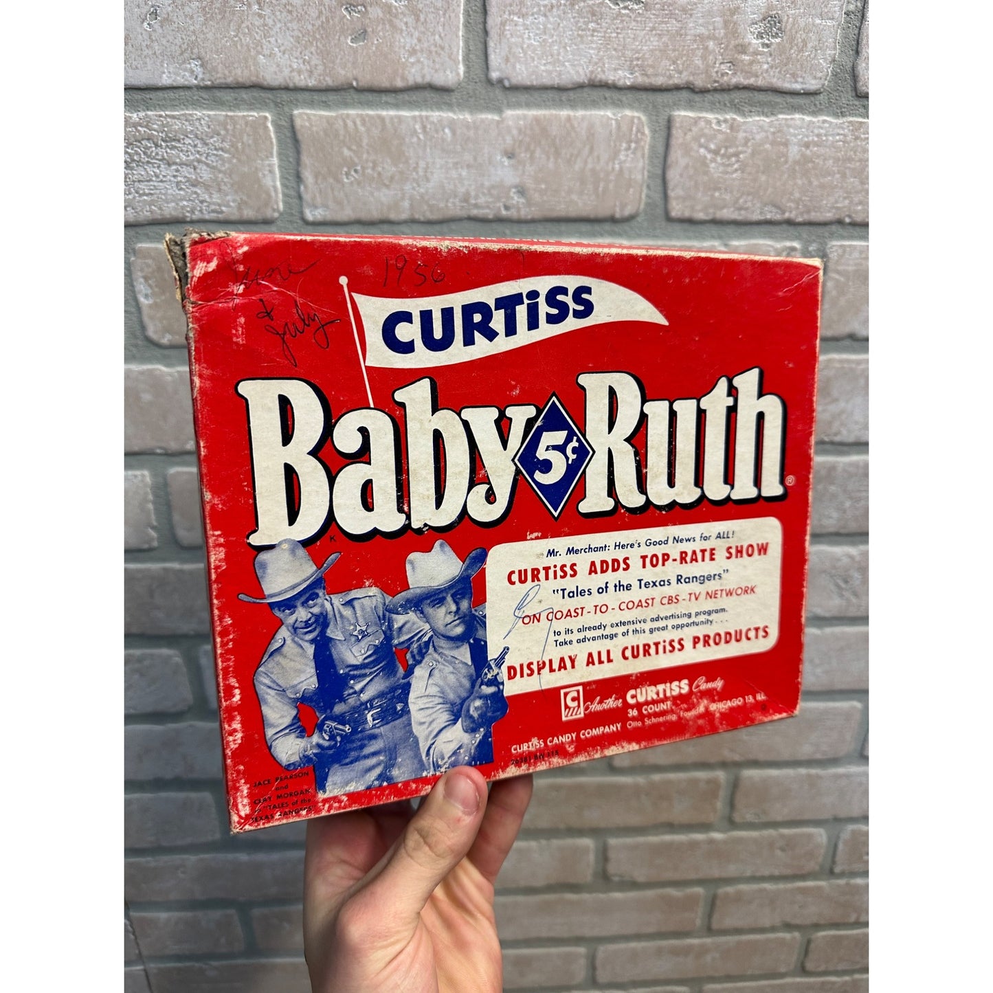 Vintage 1950s Curtiss Baby Ruth & Butterfinger Candy Boxes TV Show Texas Rangers